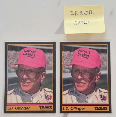 Selling a collectible Error card of L.D. Ottinger #172 Traks 1991 including the original card for co...