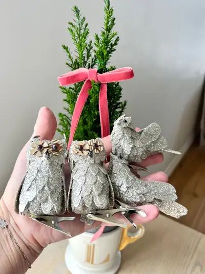 Glitter Owls Birds Clip Ornaments Tree Branches Place Settings, View more