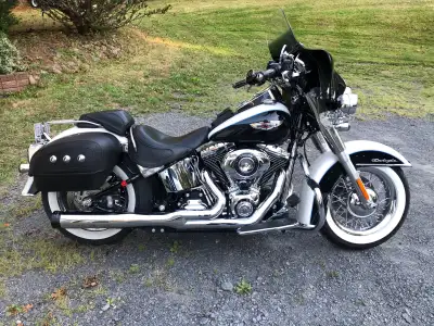 -2013 BIKE IN IMMACULATE CONDITION -103 FLSTN SOFTAIL DELUXE (1700 CC's) -BLACK and WHITE COLOUR SCH...