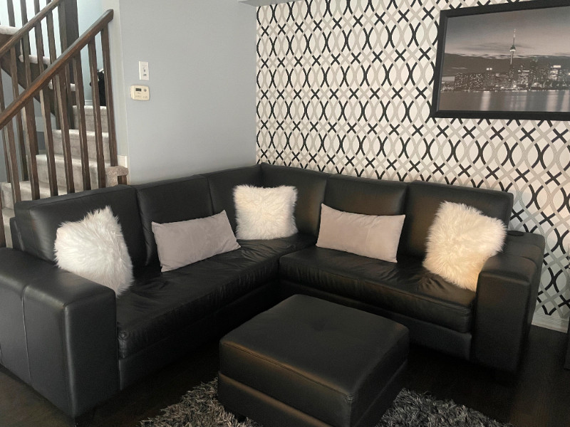 Italian Leather 5 seater sectional, reclining chair, ottoman Chairs