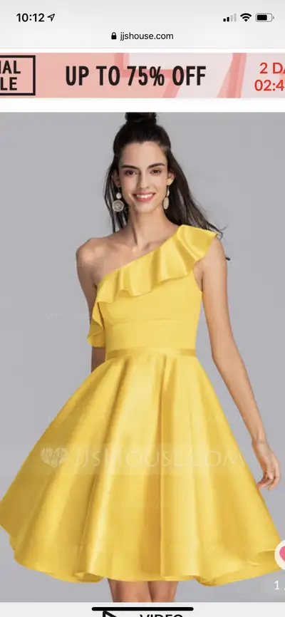 Yellow A-line one shoulder cocktail/GRAD DRESS - 12-14, View more