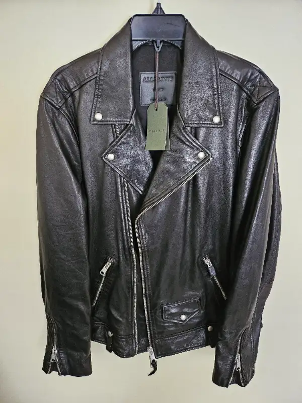 Mens Leather All Saints Moto Jacket (L) in Men's in Calgary - Image 2