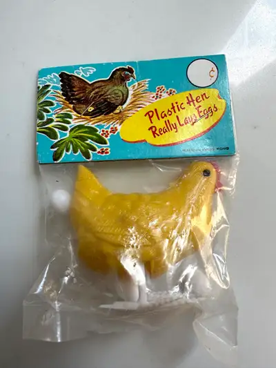 Vintage 1960s Plastic Laying Hen Yellow Farmyard Toys NWT, View more