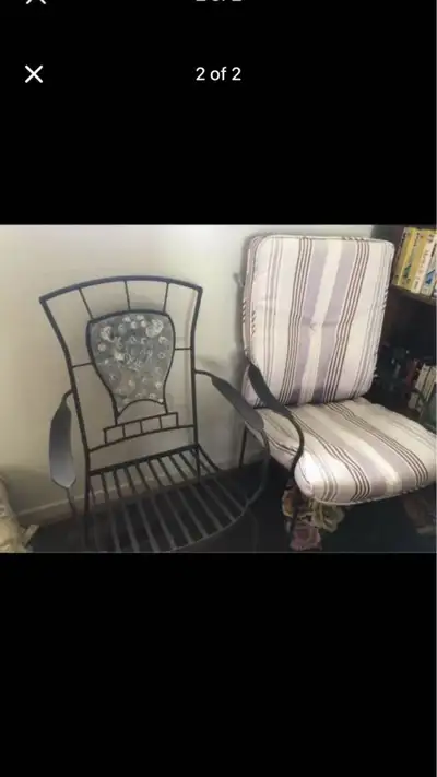 These unique, pre-loved wrought iron chairs are perfect for adding a touch of elegance to your outdo...