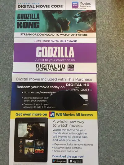 Digital Copy Codes Godzilla vs Kong Skull Island , View more
