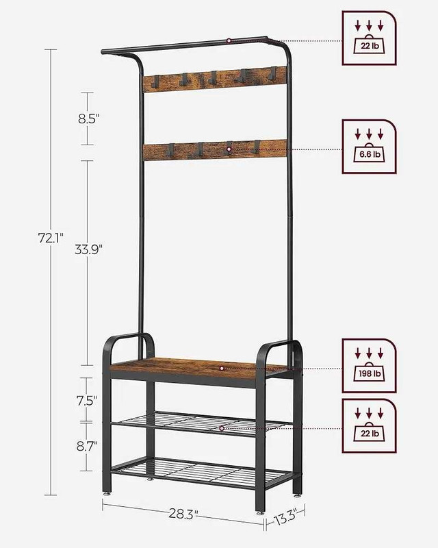 Brand New Coat Rack, Hall Tree with Shoe Bench in Other in Markham / York Region - Image 4