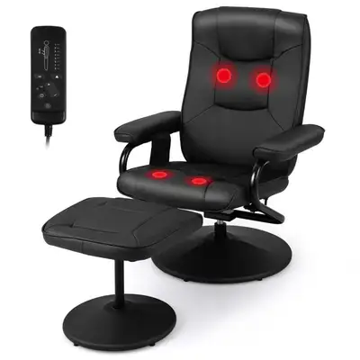 360° Swivel Recliner Armchair Faux Leather Massage, View more