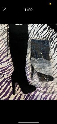 Just Fab Adley thigh high boots size 7 black brand new in box.