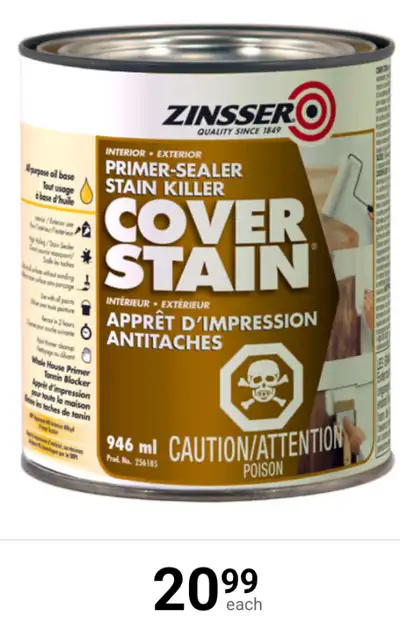 Apprêt pour peinture Zinsser primer - sealer cover stain 2 pots, View more