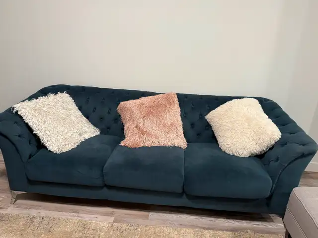 Beautiful blue sofas and grey ottoman for sale!! in Couches & Futons in Edmonton - Image 5