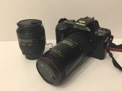 NIKON F-401 film camera + case + lenses
