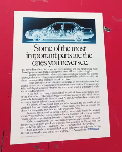 RETRO 1992 HONDA ACCORD SEDAN X-RAY TYPE AD - ANNONCE AUTO, View more