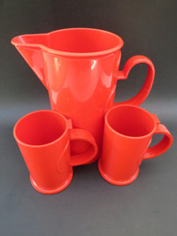Vintage Dansk plastic or melamine pitcher + mugs set Cyren