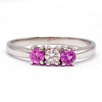 14k White Gold Pink Sapphire Diamond Ring (estate 00024037)