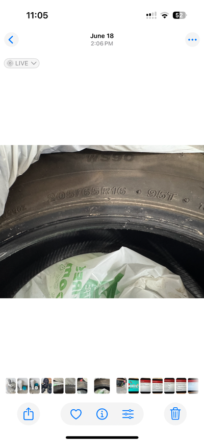 Winter tires Bridgestone WS 90 205/65R16 95T Bought from Costco Only used 3 months Bought new car do...