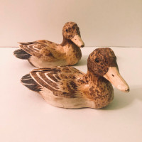 Vintage Lot of 2 Handcrafted Husk Duck Decoy Republic Of China