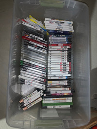 Bin of video games 