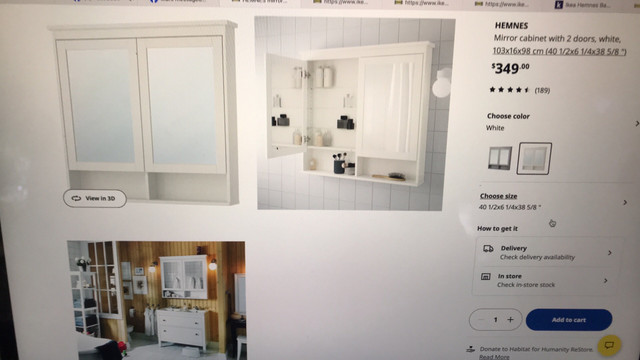 IKEA Hemnes Vanity Mirror Cabinet.  size 40-1/2 W in Bathwares in Hamilton