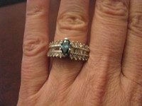 14k Gold 1.9 Ct Diamond ring with Blue center Diamond $4,350.00