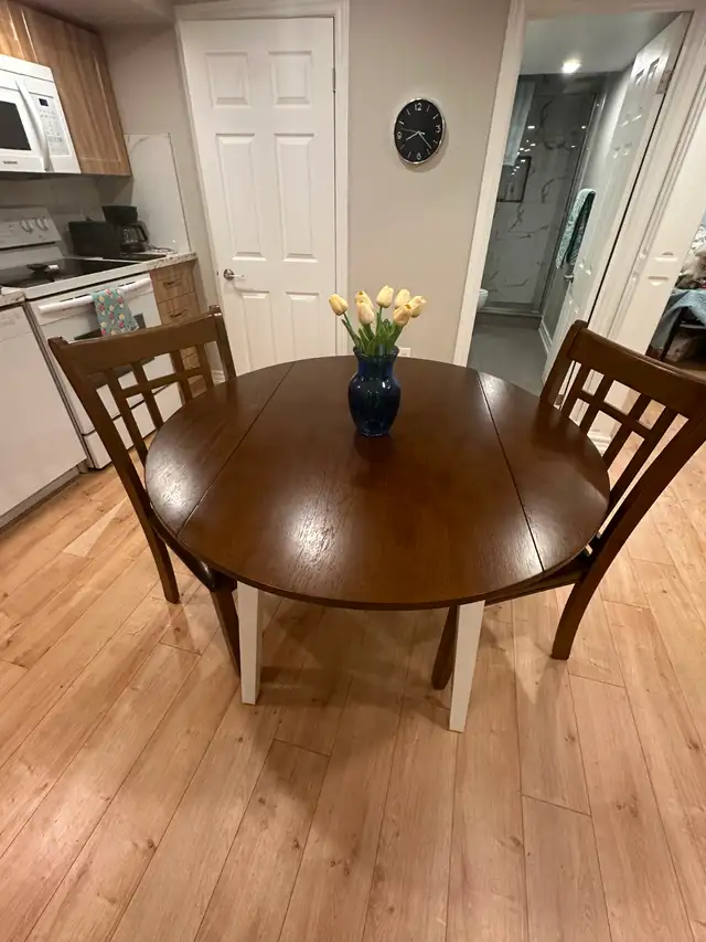 $100. - Great small dining/kitchen table with two chairs in Dining Tables & Sets in Markham / York Region - Image 2