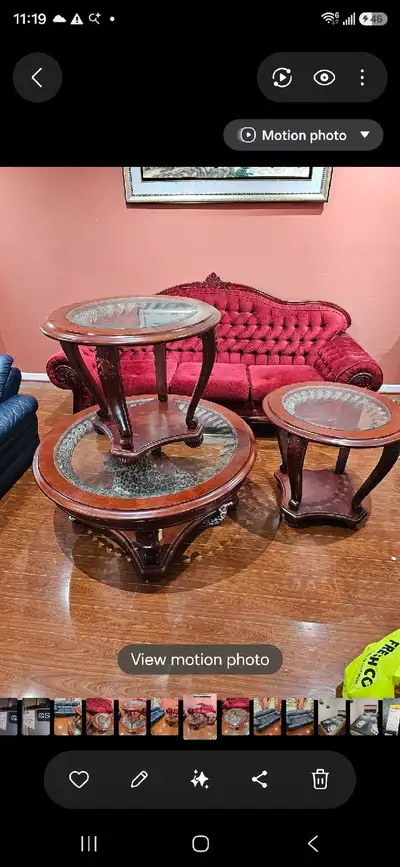 Three-Piece Wooden Coffee Table Set, View more