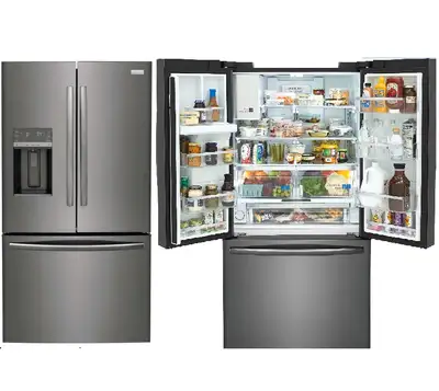 FRIDGE-36"-fr door-b/s-steel-ice&w-grfs2853add new-$1399-no tax, View more