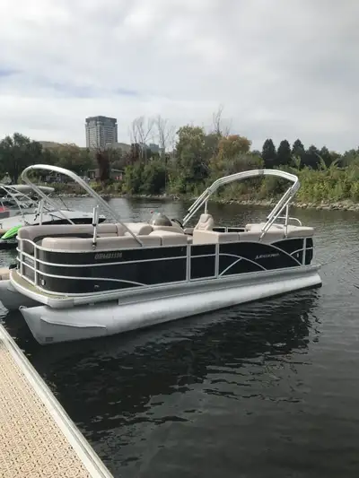 2013 Legend Pontoon Boat with a 90 hp Mercury 4 stroke engine with low usage (approx. 163 hours). Co...