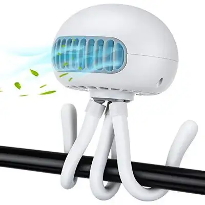 Brand NEW in box. Hisome Portable Stroller/Desk/Table Rechargeable Bladeless Fan. Flexible tripod le...