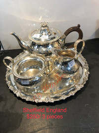 Antique silver plated Sheffield tea pot set 