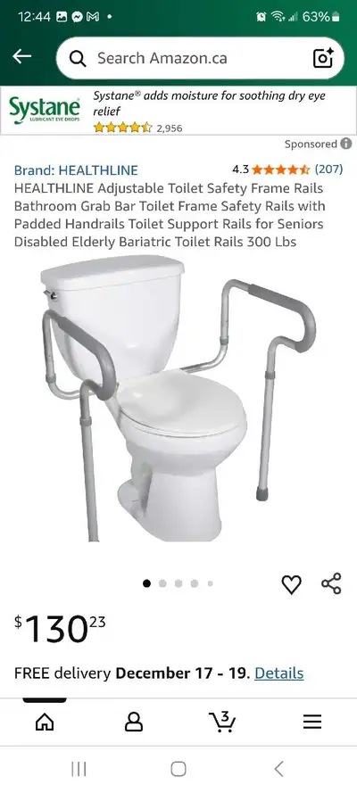 Brand new HEALTHLINE Adjustable Toilet Safety Frame Rails, View more