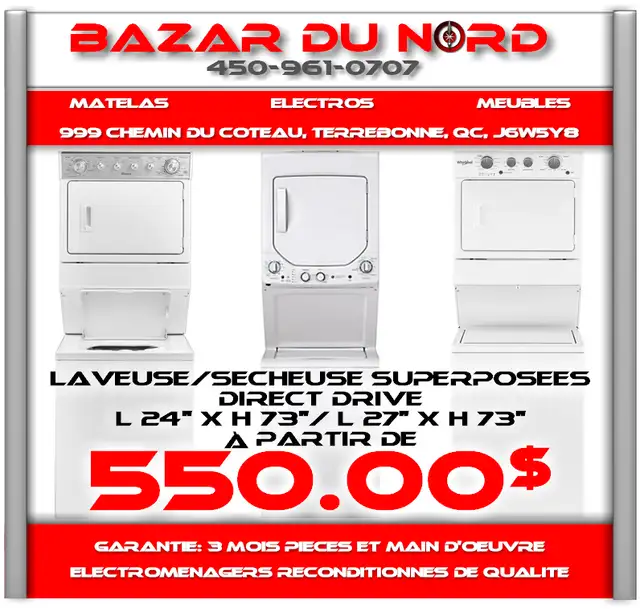 Stacked Washer/Dryer Starting From/ Laveuse/Sécheuse Superposées à partir de/62864364188931123