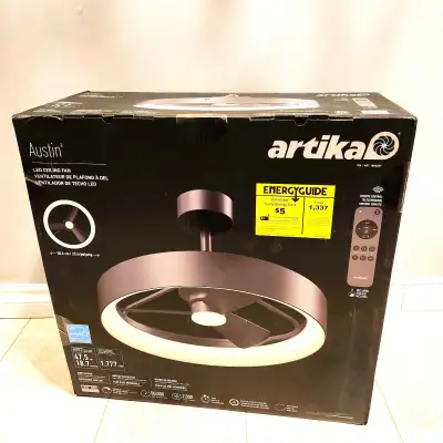 Fan Ceiling Light Artika Austin 23" – Matte Black LED Fan, Remot, View more