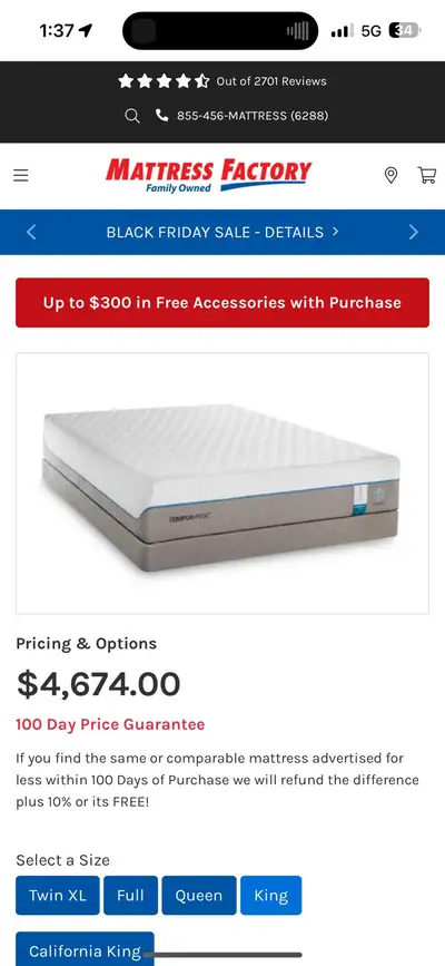New Tempur king mattresses - delivery possible , View more