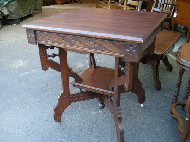 antique square table spoon carving REDUCED in Other Tables in Hamilton