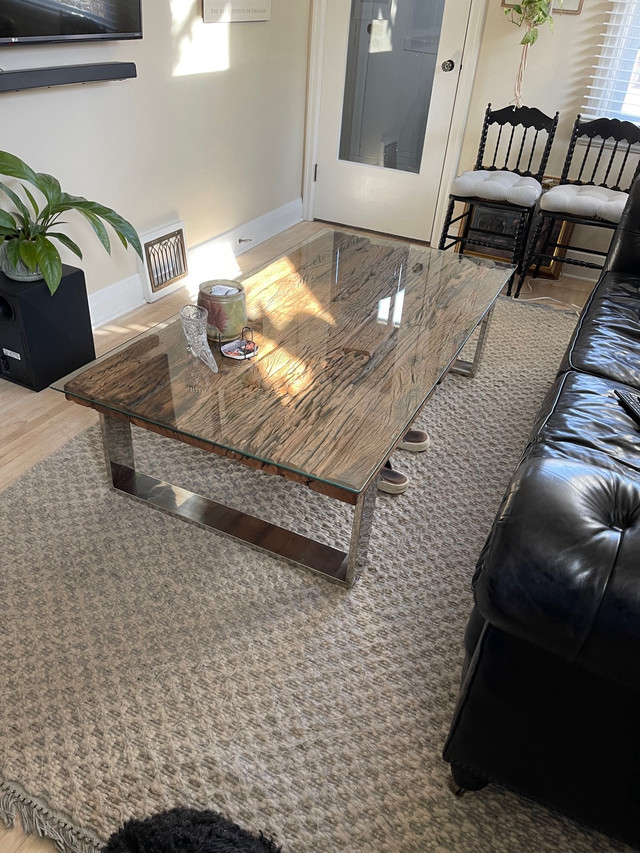 Elte reclaimed wood coffee table juxtaposed with modern chrome  in Coffee Tables in London - Image 4