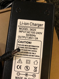 Ebike scooter 36v lithium charger 3 connector types.  