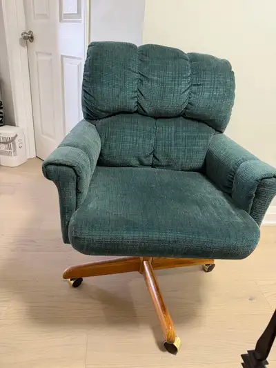 Green Fabric Armchair with Wooden Base, View more