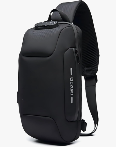 Anti-theft backpack with password lock, durable metal zippers, waterproof, and RFID-blocking pocket...