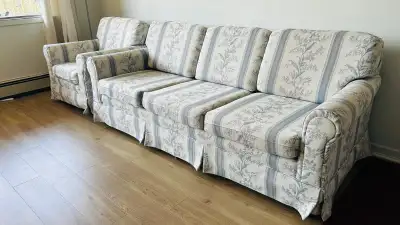 Urgent moving sale- sofa set with cover, View more