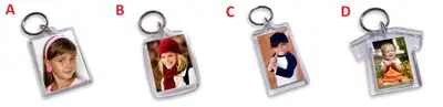 Blank acrylic photo keychain in various styles. $1 each piece.