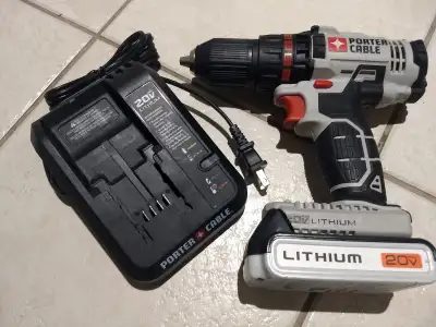 Porter Cable 20V drill, battery, charger, View more