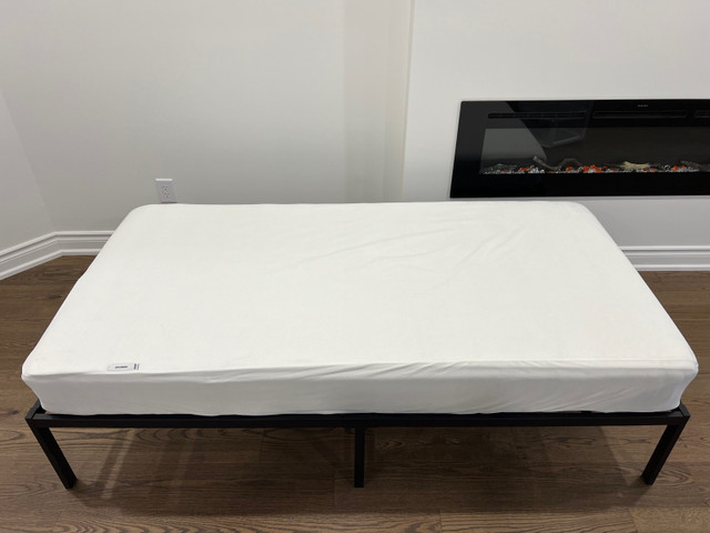 Twin Size Mattress + Cover & Durable Bed Frame in Beds & Mattresses in Markham / York Region