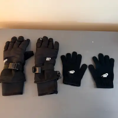 Kids WP Ski Gloves & Nike Knit Gloves. SIZE 6-7 Y, View more