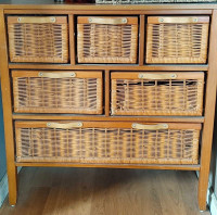 6 wicker drawer storage unit