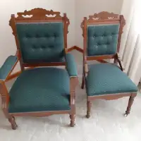 Chair Set Victorian Gothic Parlor Carved 1870 Walnut Antique