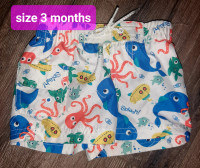 Baby Lined Swim Trunks, new, size 3 months