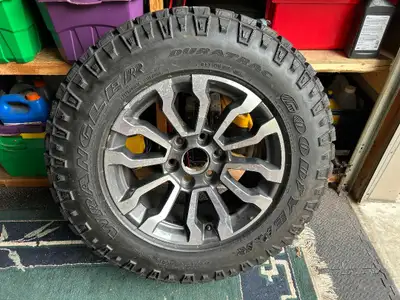 Sedona Sauvage rim & LT275/65R18 Goodyear Wrangler Duratrac tire. Rim came from a 2021 GMC Sierra AT...