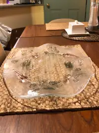 Vintage Wavy Clear Glass Beets & Carrots Platter