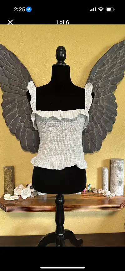 Aeropostale Linen Crop Top With Ruffles, View more