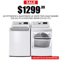 Save Big on LG WT7300CW & DLEX7250W LG Top-Load Washer & Dryer